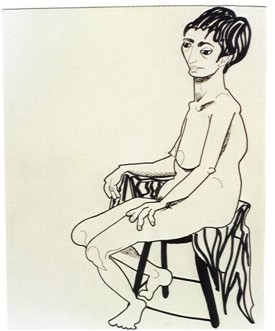 femme assise sur un tabouret