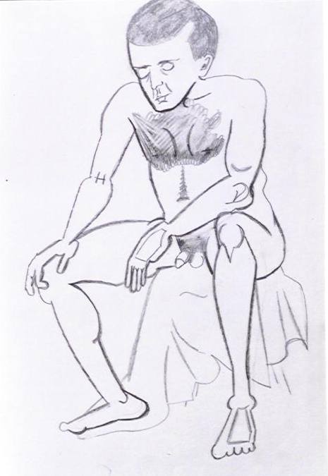 homme assis sur tabouret