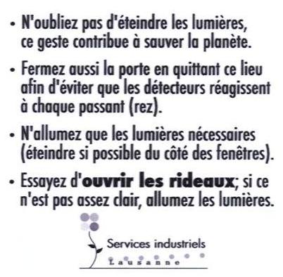 étique près des interrupteurs