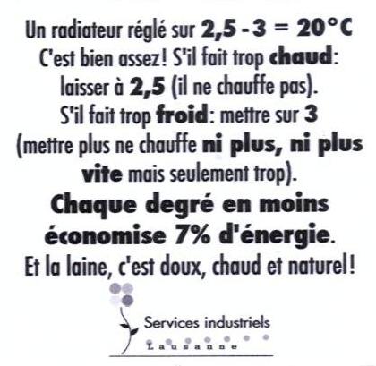 étique près des radiateurs